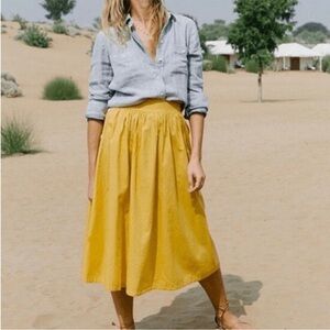 Madewell A-Line Button Side Yellow Skirt